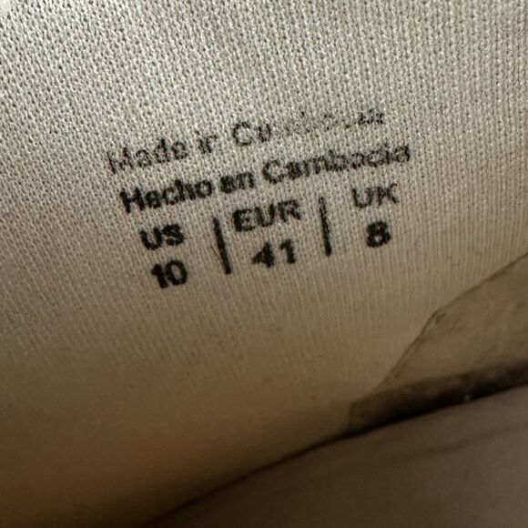 Call it Spring Oatmeal Tan Fabric 4" Chunky Heel Booties Lace up Women's Sz 10 - Picture 9 of 11